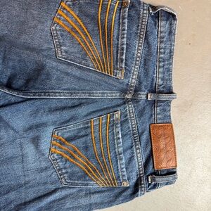 7 For All Mankind Blue Jeans with Orange Stitching
